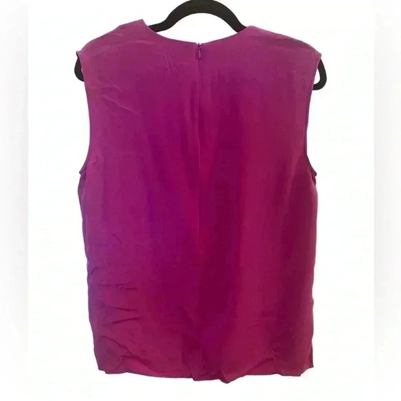 St. John silk sleeveless blouse zip closure quiet luxury small fuchsia pink - Picture 2 of 6